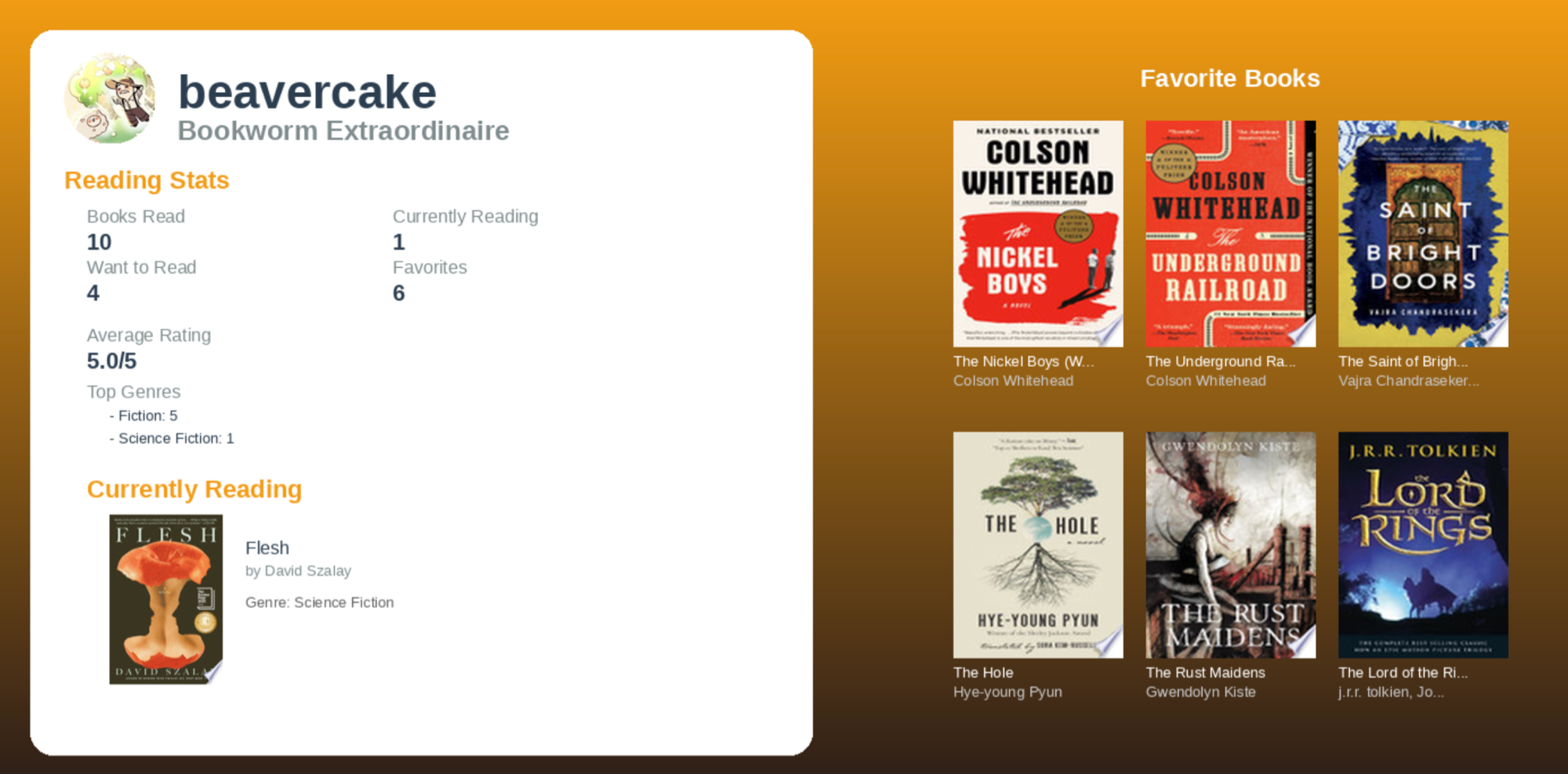 Bookster Profile Card